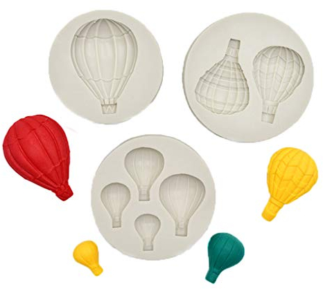 haiaxx 3 Pezzi Stampi per Fondente in Mongolfiera in Silicone per Matrimonio Baby Shower Decorazioni per Torte Stampi in Silicone