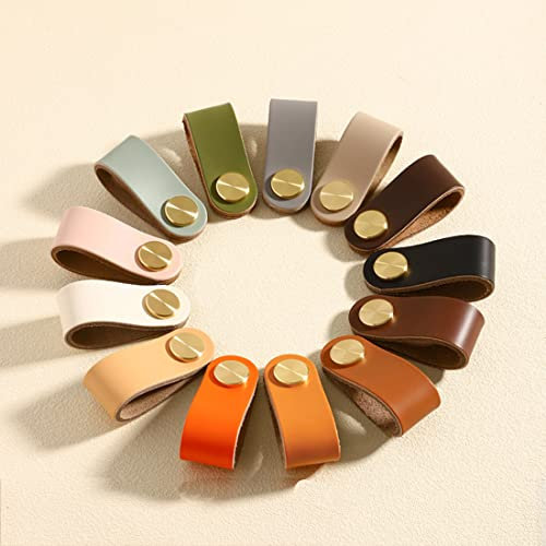 Voleseni Poignée en Cuir pour Meuble Poignée de Porte en Cuir Poignées Cuir de Placard Poignée de Porte Cuisine en Cuir Poignée de Porte de Placard en Cuir avec