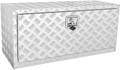 VEVOR Underbody Truck Box, 36×14×16 Pickup Storage Box, Heavy Duty Aluminum Diamond Plate Tool Box with Lock and Keys, Waterproof Trailer Storage Box with T-Handle Latch for Truck, Van, Trailer