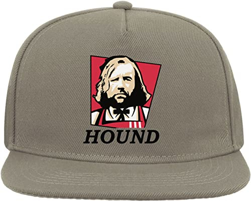 Hound Fried Chicken Bucket Fast Food Restaurant Joint Chef Snapback Flat Visor Cotton Blend Cap Grau