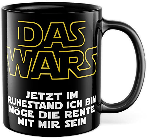 Ruhestand Tasse mit Spruch lustig Renteneintritt Geschenkidee Rente Kaffeetasse Geschenk für Kollegen Kaffeebecher Pensionierung Rentner Rentnerin Arbeitskollege Witz Büro Becher (Schwarz)