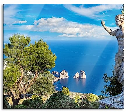 Insel Capri in Italien Herdabdeckplatte & Spritzschutz aus Echtglas | Für Herd-Kochfelder | 60x52 cm