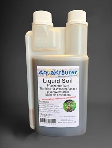 Liquid Soil 540ml Pflanzenerde & Weißtorf | für 2700 L Aquariumwasser | Starthilfe für Wasserpflanzen | leicht pH absenkend | Pflanzentonikum | Wuchsverstärker | für den Wuchs von Aquarium Pflanzen