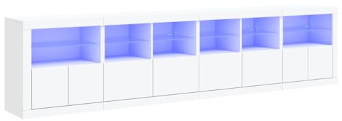 vidaXL Sideboard mit LED-Leuchten Weiß 283x37x67 cm