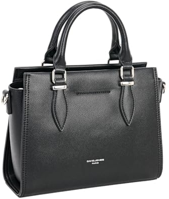 David Jones Handtasche für Damen, PU-Leder, Handtasche, Damen, Stadt, Reise, modisch, elegant, modisch, schick, modern, Schwarz , S