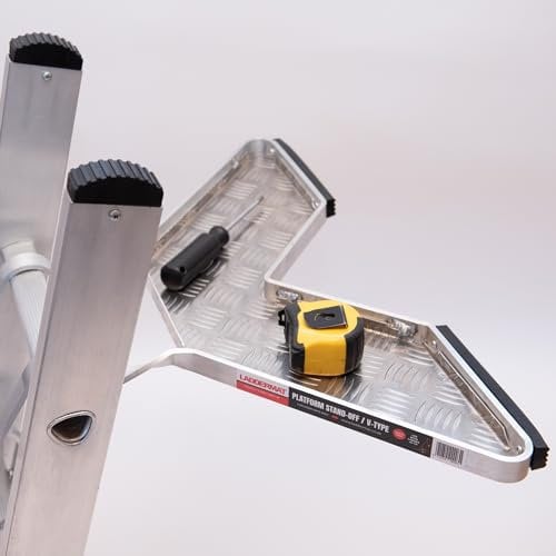 Aluminum V-Platform ladder Standoff | Universal Accessory for Tools & Paint Pots | Ladder Stay/Stand-Off | Enhance Safety & Stability with Laddermat