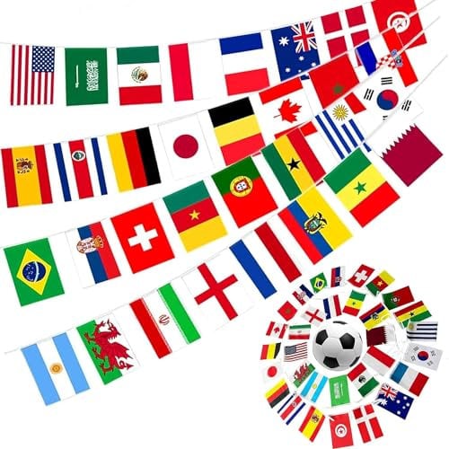Flags of the World, World Flags Bunting, for National Party Euro Football Bar Club Garden Street Decorations World Cup Eurovision Party Decoration (Flags of the World)