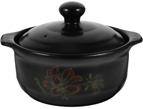 WATIIFUFU Cacerola de Cerámica Gruesa con Tapa para Arroz Pollo Olla de Calentamiento Rápido