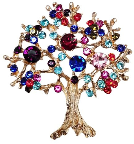 Broche arbre de vie en cristal de qualité pour femme, cadeau de Noël, cadeau d'anniversaire pour sa femme, maman, Métal