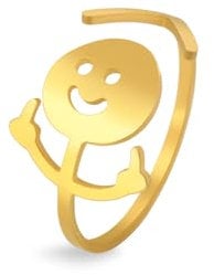 Dreamtimes Smiley Gesicht Figur Gebärdensprache Ringe für Frauen Männer Einstellbare Ring mit Öffnung Edelstahl Finger Medium Stickman Paar Ringe (Gold)