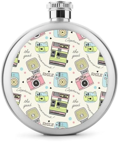 Edelstahl Flachmann Kamera Whiskeyflasche Schnapsflasche Hip Flask Für Whiskey Rum Wodka 9x9cm