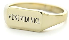 Veni Vidi Vici Gravierter Ring - 14k Gold Individueller Ring - Personalisierter Ring - Rechteckiger Ring