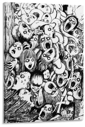 Junji Ito Poster, Horror, Anime, Gemälde auf Leinwand, Wandkunst, Poster, Rollbild, Druck, Wanddekoration, Heimposter, 60 x 90 cm