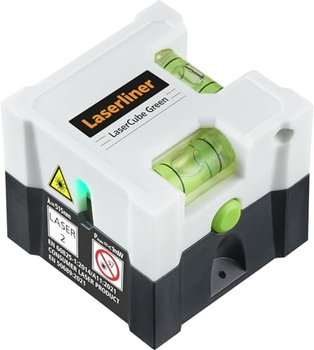 Laserliner Linienlaser, LaserCube Green, vertikal & horizontal | Laser-Wasserwaage, Kompakt, Inkl. Akku & Spezialstiften, Handlich