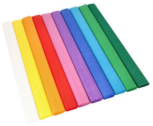 100 Krepp-Papier 2,5 m x 50 cm farbig sortiert wasserfest