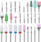 30Pcs Nail Drill Bits, 3/32 Inch Ceramic Drill Bits for Acrylic Nails Sets, Ceramic Diamond Carbide Cuticle Efile Remover Bits Tips for Home Salon Acrylic Gel Nail Manicure Pedicure Tools