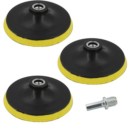 JOEEYKO 3 Pcs 6 Inch/150mm Hook and Loop Backing Pads with M14 Drill Adapter for Orbital Sander Polisher Backer Plate Polishing Pad Disc