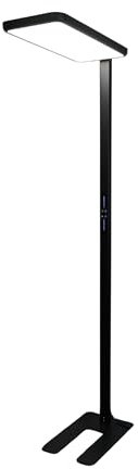 LUXULA LED Büro Stehleuchte, dimmbar, CRI>98 Vollspektrum, UGR<16 blendfrei, RG0 Blaulichtfilter, 4000K Neutralweiß, 2x 50W Uplight und Downlight, 7000lm, schwarz - Arbeitsplatz Stehlampe Deckenfluter
