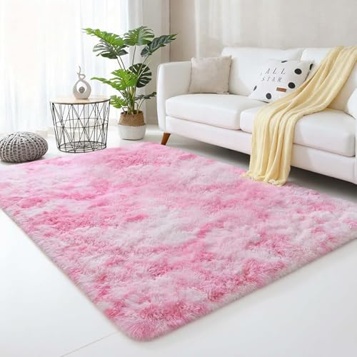 ARNTY Tapis Salon, Tapis Chambre Grand Moderne Lavable Doux et Moelleux AntidéRapant Tapis de Salon pour Chambre à Coucher, Chambre d'enfant (Rose, 160x230CM)