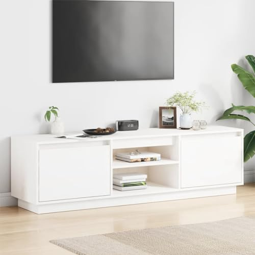 Genérico Mueble de TV Madera Maciza de Pino Blanco 140x35x40 cm,Mobiliario,Muebles TV,840413