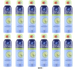 12 X Felce Azzurra Fresco Deodorante Spray, deodorante con profumo di lime, tecnologia deocomplex, effetto 48h, 150 ml,+ Italy shop portachiavi gratuito