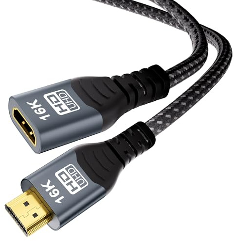 CAKOBLE HDMI 2.2 Male to Female Extension Cable 1.5m,96Gbps Ultra High Speed, 16K,8K,4K@480Hz,eARC, HDR10+, HDCP 2.3,HDMI 2.1 Extension for TV Monitor Gaming Console