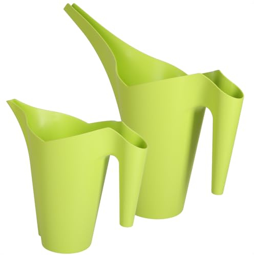 com-four® 2X Gießkanne 1,0L & 1,4L, Schöne Langhals-Gießkanne im Set | Blumengießkanne zum Gießen und Düngen von Pflanzen - für innen und außen