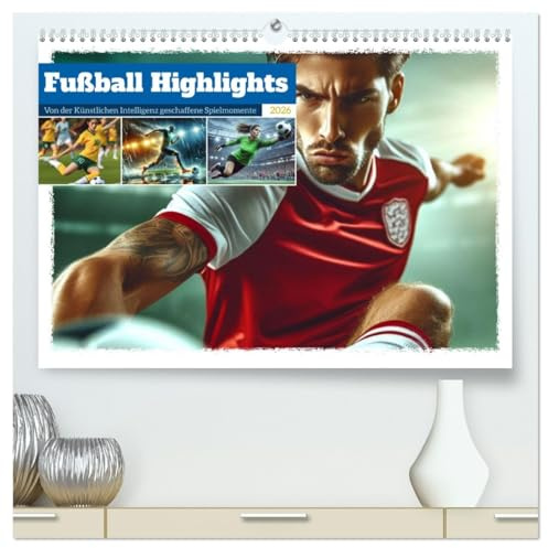 Fußball Highlights - Von der KI geschaffene Spielmomente (hochwertiger Premium Wandkalender 2026 DIN A2 quer), Kunstdruck in Hochglanz: Ein Jahr voller unvergesslicher Fußballmomente. (CALVENDO Sport)