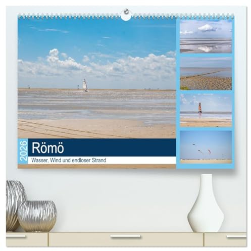 Römö - Wasser, Wind und endloser Strand (hochwertiger Premium Wandkalender 2026 DIN A2 quer), Kunstdruck in Hochglanz: Genießen Sie eine Auszeit am ... Strandaufnahmen von Römö. (CALVENDO Orte)
