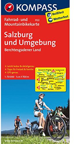 KOMPASS Fahrradkarte Salzburg u. Umgebung - Berchtesgadener Land: Fahrrad- und Mountainbikekarte. GPS-genau. 1:70000