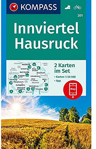 KOMPASS Wanderkarte Innviertel, Hausruck: 2 Wanderkarten 1:50000 im Set inklusive Karte zur offline Verwendung in der KOMPASS-App. Fahrradfahren. (KOMPASS-Wanderkarten, Band 201)