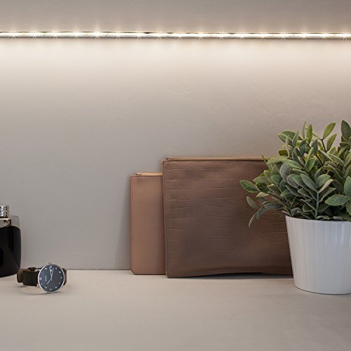 Lights4fun 2 Tiras de LED Blanco Cálido a Pilas con Sensor de Movimiento para Armarios y Muebles