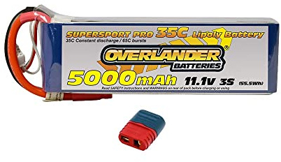 Overlander 5000mAh 11.1V 3S 35C Supersport Pro LiPo RC Battery w/Deans Connector