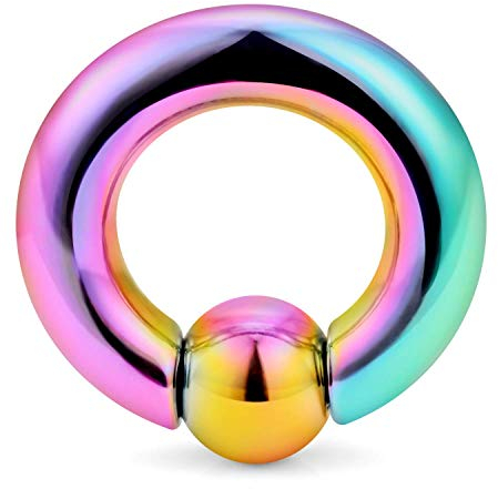 Briana Williams Regenbogen KlemmkugelRing Captive Bead Ring 316L Chirurgenstahl PA Intim Piercing Schmuck(2/2.5/3/4/5/6/8/10mm Größenwahl)