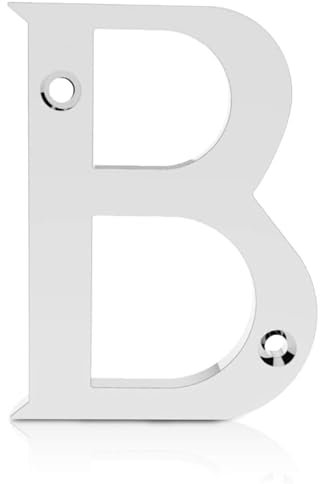XFORT Polished Chrome Front Door Letter B, House Number Suitable for All Door Types including Wooden, uPVC, and Composite.