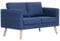 vidaXL Sofa 2-Sitzer mit Rückenkissen Sitzkissen Zweisitzer Polstersofa Loungesofa Lounge Stoffsofa Sitzmöbel Wohnzimmer Stoff Holzrahmen Blau