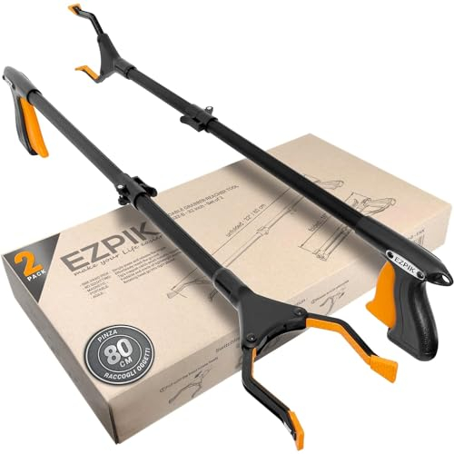 EZPIK Pacco da 2 Pinze Telescopiche Prendi Oggetti da 80cm – Pinza Raccogli Rifiuti con Estremità Magnetica e Rotante – Pinza Telescopica Prendi Oggetti Difficili da Raggiungere per Anziani e Disabili