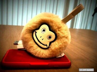 USB Powerbank 2000mAh als pelzige Affe mit Rucksackanhänger, Schlüsselanhänger