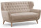 CAVADORE Zweisitzer-Sofa Abby / Klassisches Polstersofa mit Knopfverzierung / 153 x 89 x 88 / Strukturstoff, beige