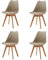 GrandCA HOME Lot de 4 Chaises de Salle à Manger Scandinaves avec Assise Rembourrée et Pieds en Bois en Métal, Chaises de Cuisine pour Chambre, Salon, Kaki