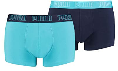 PUMA 2 er Pack Short Boxer Boxershorts Men Pant Unterwäsche kurz 100000884, Farbe:005 - Aqua/Blue, Bekleidungsgröße:S
