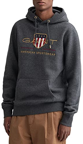 GANT Herren Archive Shield Hoodie Kapuzenpullover, Antracit Melange, M