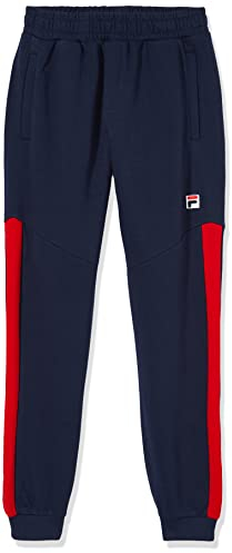 FILA Jungen Teens Boys David Blocked track pants, black iris-true red, 134