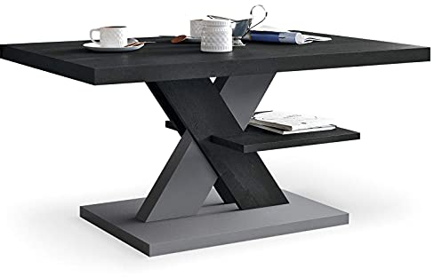 Viosimc Couchtisch Schwarz Holzkohle & Grau, Wohnzimmer Sofatisch Kaffeetisch, Modern Möbel Wohnzimmer, Sofa Tisch, Coffee Table for Living Room, Moderner Wohnzimmertisch (Charcoal, Gray)