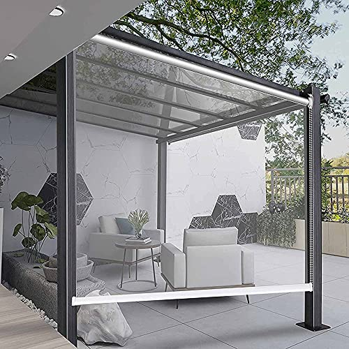 OUPAI FUFU Transparente Outdoor-Rollo-Jalousien, 0,5-mm-PVC 100% wasserdicht, Hochleistungs-transparentes Fenster/Türen Vorhänge, Regenschutz für Pavillons Balkon, Bohren in 50 Größe