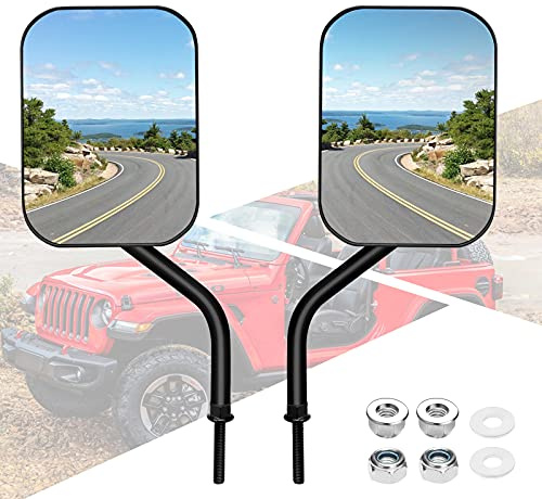 Denforste Spiegel für Türen, kompatibel mit Jeep Wrangler JK CJ JL und Unlimited, Seitenspiegel für Türscharnier für Jeep, abnehmbarer Seitenspiegel für Türen, ca. 14 x 19 cm, 2er-Pack