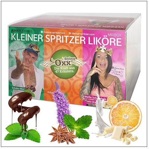 KLEINER SPRITZER Oxx Mix Box, 12 x 50 ml, Liköre 15% Vol., witzige Formfläschchen PET