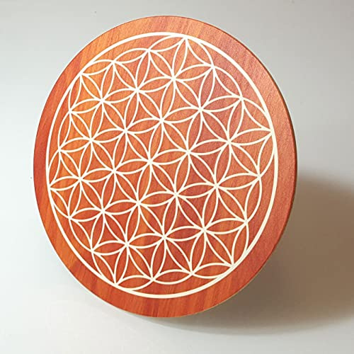 Kunst und Glas BLUME DES LEBENS aus Holz · Deko Holzaufsteller Ø 21cm oder Wandbild Lebensblume nachhaltig Naturholz · Glücksbringer Schutzsymbol · Geschenk-Idee Geburtstag Ostern Wanddekoration
