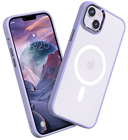 MATEPROX Custodia Magnetica per iPhone 14/iPhone 13 Cover, Compatibile con MagSafe Ricarica Wireless Antiurto Traslucido Matte Protettivo Cover per iPhone 14/iPhone 13 6.1'' -Viola Chiaro