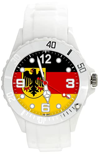 TAPORT® Weiße Silikon Quarzuhr für Fans von Deutschland